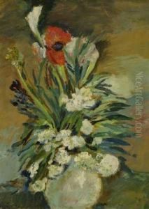 Blumenstillleben Mit Mohn. 1948 by Max Mayrshofer