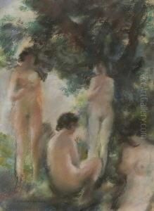 Badende. Vier Frauenakte. by Max Mayrshofer