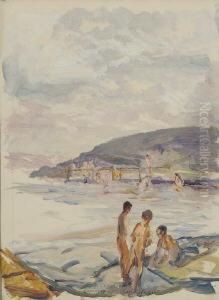 Badende Am Ufer Eines
Sees. by Max Mayrshofer