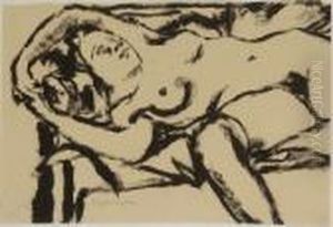 Liegender Weiblicher Akt. by Max Mayrshofer