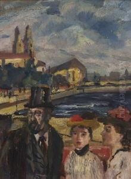 Zurich. Uferpromenade Mit
 Personen. - view 1