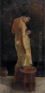 Shilpi Signed 'h. Mazumdar' Lower Right Oil On Canvas by Hemendranath Mazumdar