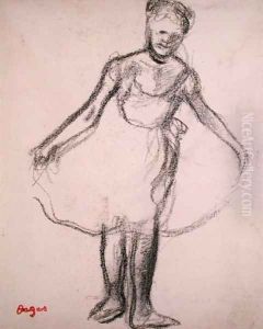 Standing Dancer Holding Tutu by Edgar Degas