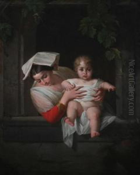 Mother And Child By The Window - view 1
