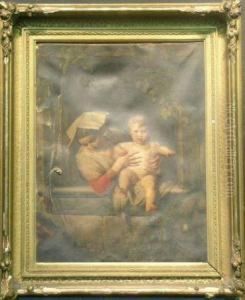 Mother And Child In A Window by Giuseppe Mazzolini