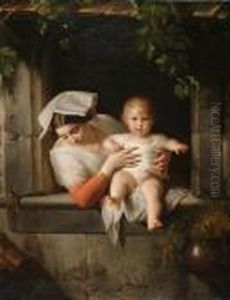 Mother And Child by Giuseppe Mazzolini