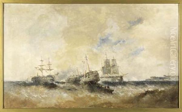 Naval Battle In Stormy Seas - view 1