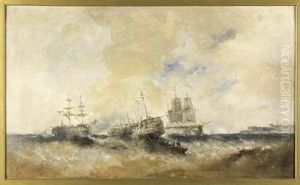 Naval Battle In Stormy Seas