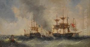Fort Rouge, Calais; Ships At Anchor In Choppy Seas