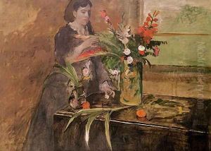 Young woman arranging flowers, 1872 by Edgar Degas