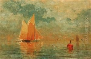Sailboats In A Harbor, Sunset by George Herbert McCord