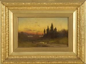 Luminous Landscape With Distant Town