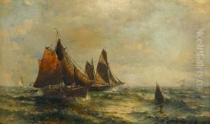 Fishing Boats At Full Sail by George Herbert McCord