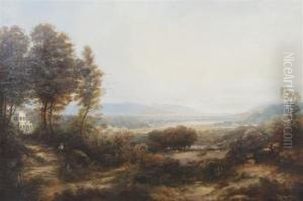 Valley Landscape With House And Figure - view 1