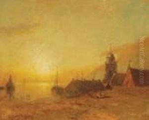 Sunset Over The Village by George Herbert McCord