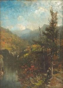 An Autumnal Hudson River Landscape With A Figure In The Foreground by George Herbert McCord