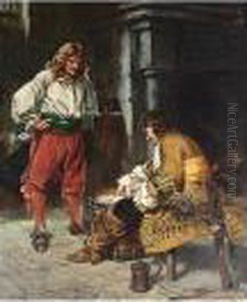 Telling His Fortune, Signed, Oil On Canvas, 60 X 49 Cm.; 23 1/2 X 19 1/2 In - view 1