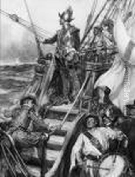 Sir Francis Drake Surveying The Enemy - view 1