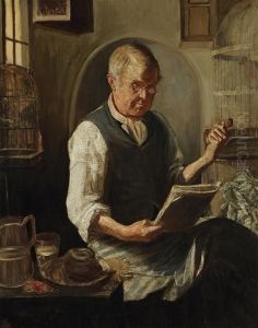Old Man With Caged Birds by Frederick McCubbin