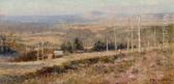 Figure On A Hillside In A Summer Landscape - view 1