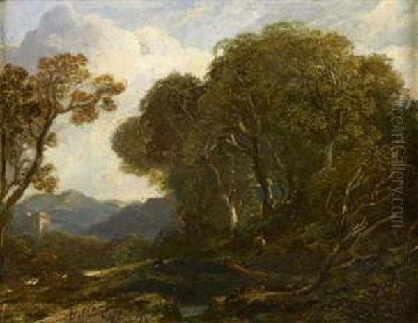 A Wooded Landscape With Distant Tower - view 1