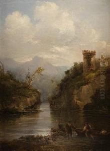 A Highland Loch And Castle by Horatio McCulloch