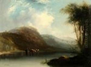 Figures And Cattle In A Loch