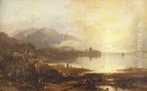 Figure And A Dog On The Shoreline Possibly Of Loch Crinan