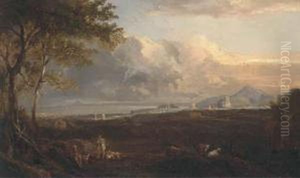 Hunters And Their Dogs Before An Extensive View Of Edinburgh - view 1