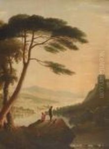 Boys On A Rocky Ledge At Sunset by Horatio McCulloch