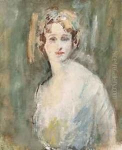 Portrait Of Zeena Lathom, Bust-length by Ambrose McEvoy