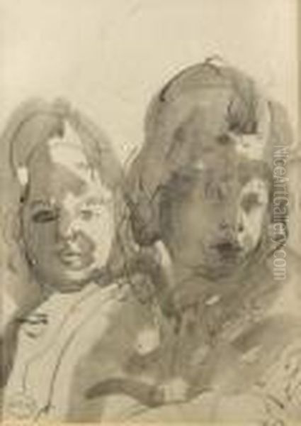 Shoulder Length Portrait Of His Two Children - view 1