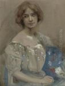 Portrait Of A Woman With A Blue Shawl