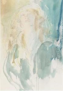 Young Girl Wearing A Hat by Ambrose McEvoy