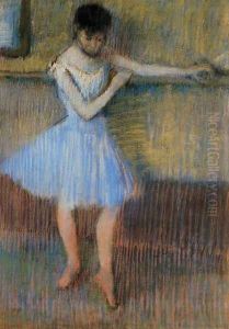 Dancer in Blue at the Barre by Edgar Degas