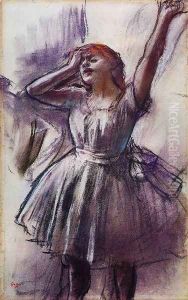 Dancer with Left Art Raised by Edgar Degas