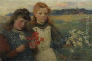 Girls Picking Wild Flowers by John Mcghie