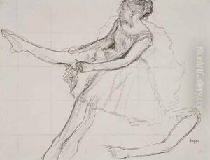 Dancer adjusting her tights, c.1880 by Edgar Degas