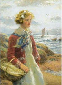 Fishergirl On The Shore by John Mcghie