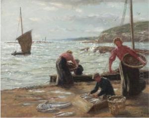 A Blustery Morning, Unloading The Catch by John Mcghie