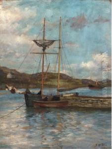The Little Harbour; And Fishermen On A Harbour Wall by John Mcghie