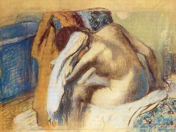Woman Drying her Hair after the Bath - view 1