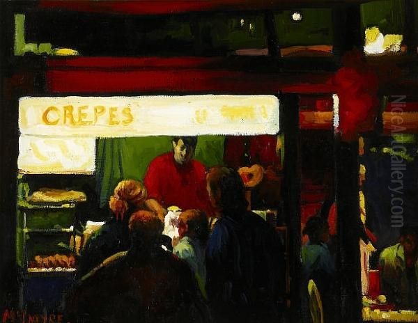 Study For 'evening In The City', A Kiosk Paris - view 1