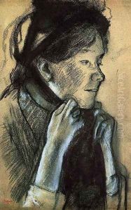 Woman Tying the Ribbons of Her Hat