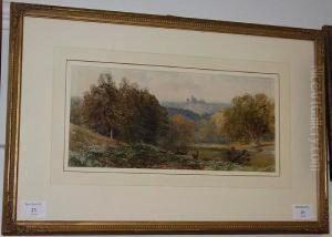 Deer On A Hillside, A Castle Beyond by David Hall McKewan