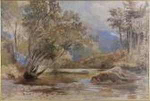 Summer River Landscape With Distant Mountains Summer River Landscape With Distant Mountains