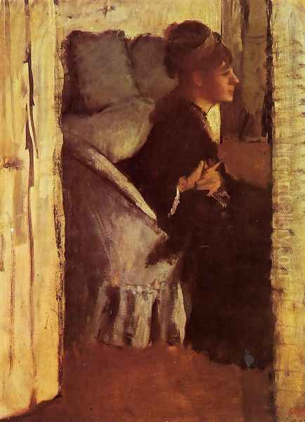 Woman putting on gloves - view 1