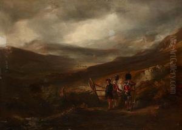 Soldiers Before An Extensive Highlandlandscape - view 1