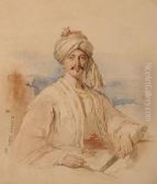 Portrait Of A Gentleman Bust Length, Wearing Turkish Dress. - view 1
