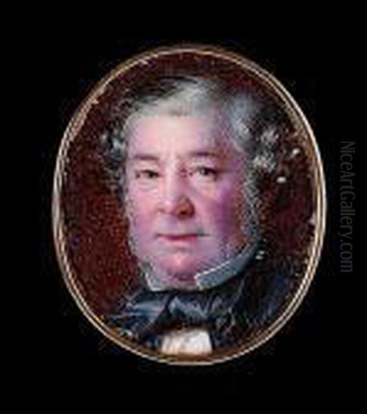 A Miniature Portrait Of A Gentleman, Wearing A Black Coar, Tied Stock And White Chemise - view 1